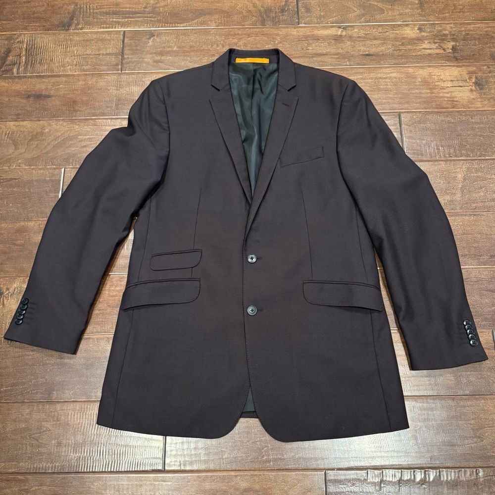 Ben Sherman Mens Sport Coat Blazer Wool Jacket 42L Burgundy
